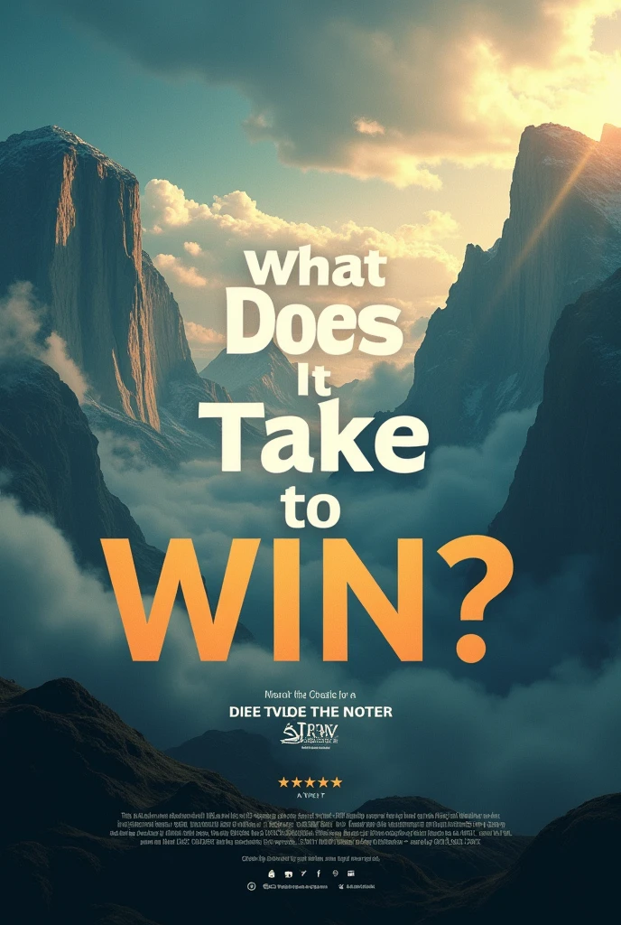Create a poster give the title of the is WHAT DOES IT TAKE TO WIN ? The bottom of the title LEARN ABOUT THE CRITERIA FOR OUR AWARDS AND NOMINATE YOUR CANDIDATE . Cinematic style 