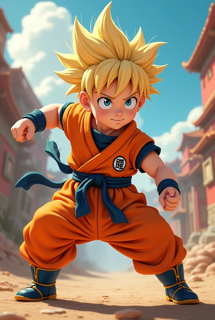 A  ninja in a vibrant anime world, orange jumpsuit, spiky blonde hair, determined expression, dynamic action pose, detailed anime-style rendering, bright color palette, dynamic lighting, cinematic composition, (best quality,4k,8k,highres,masterpiece:1.2),ultra-detailed,(realistic,photorealistic,photo-realistic:1.37),anime,2D,cartoon,hyperrealistic,epic,cinematic lighting,dynamic composition,stunning details