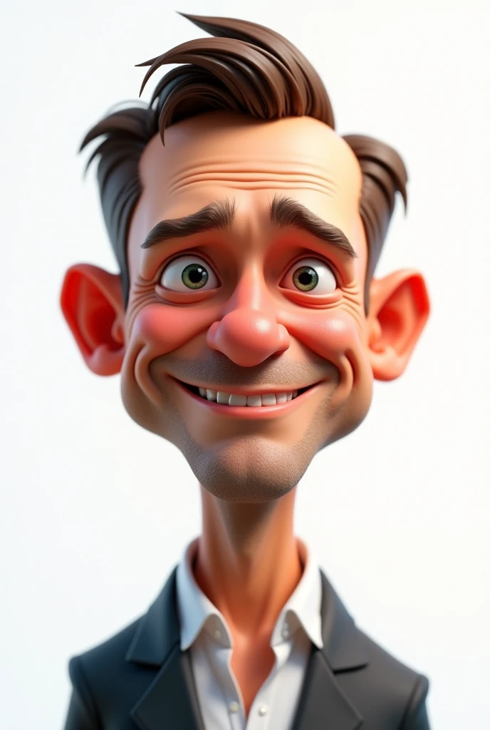 a medium shot of Daniel Craig's face caricatured, 3d, smile, white background
