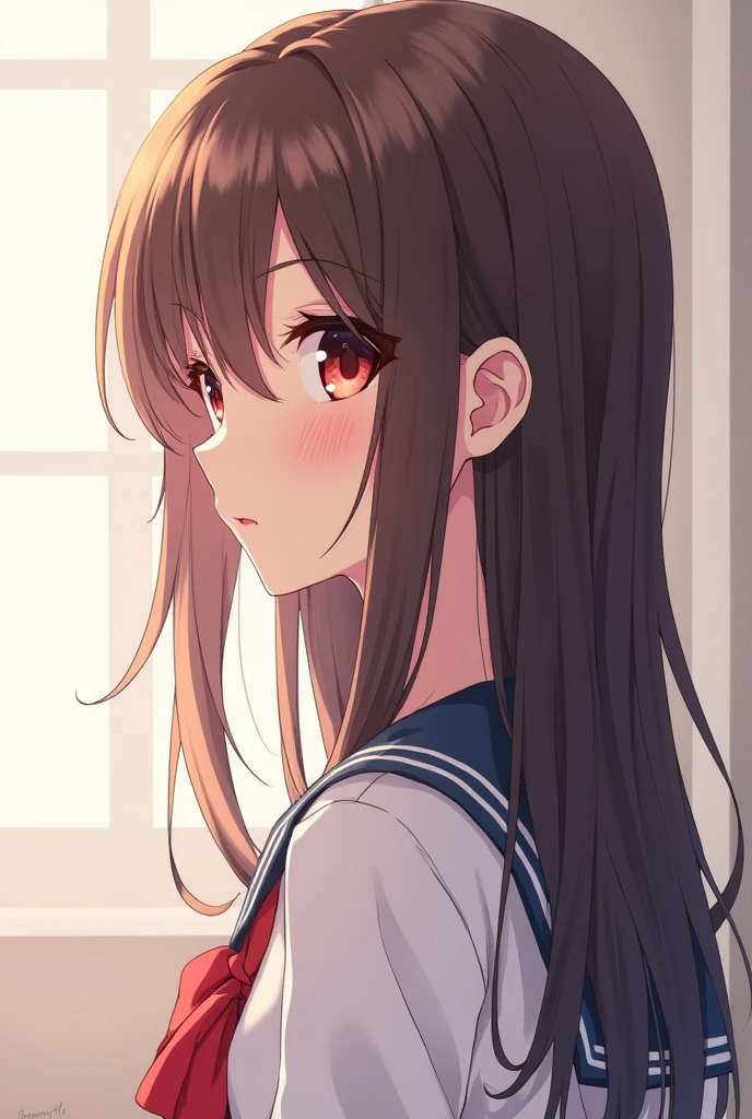 Make a profile picture of a naked school girl with anime art
