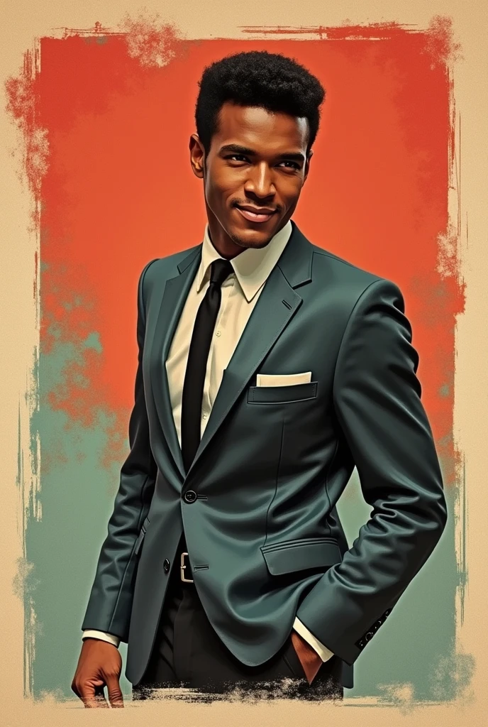 A 1960's soul music singer on an old 45 rpm record cover with a red stripe across the top of the cover