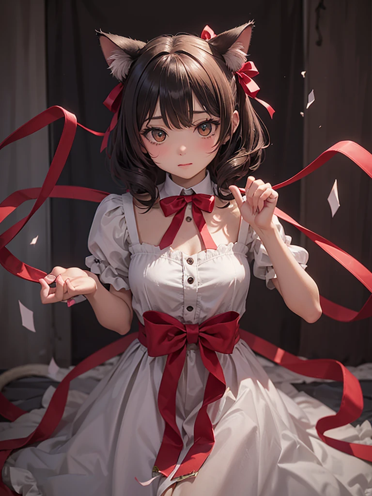 Cat with ribbon