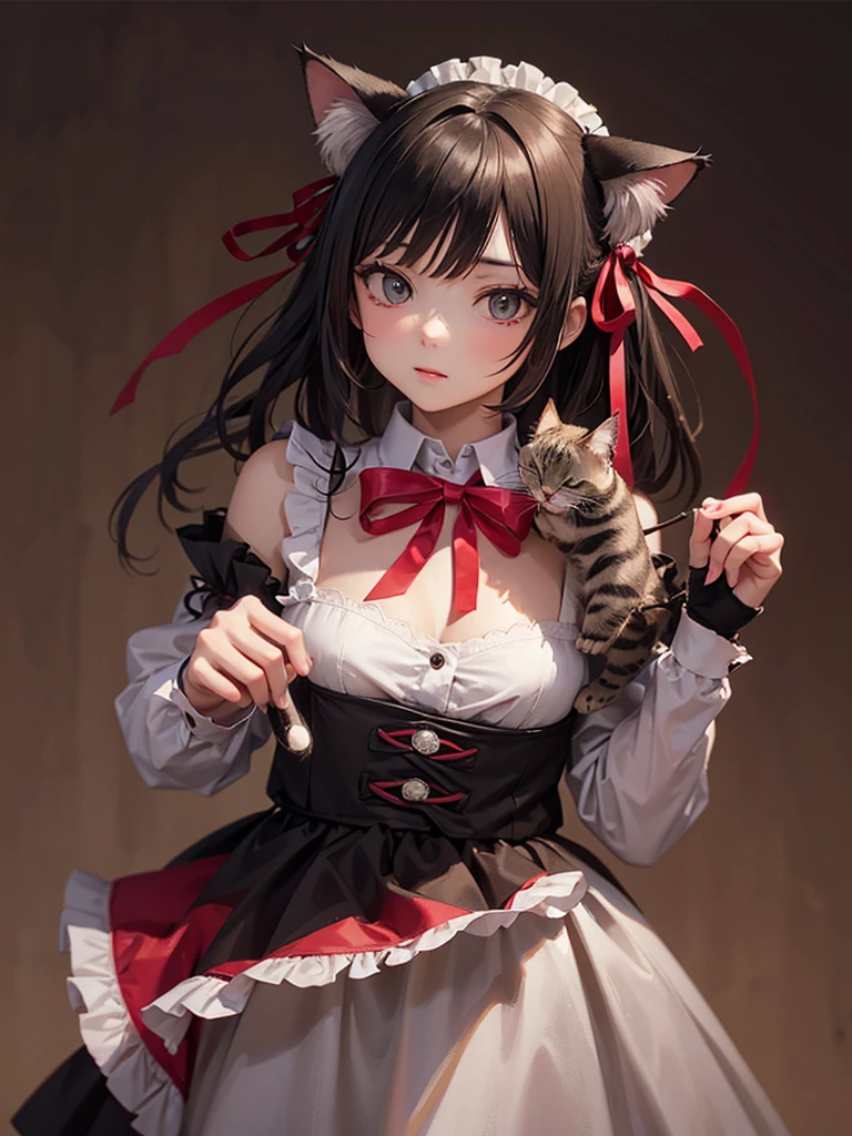 Cat with ribbon