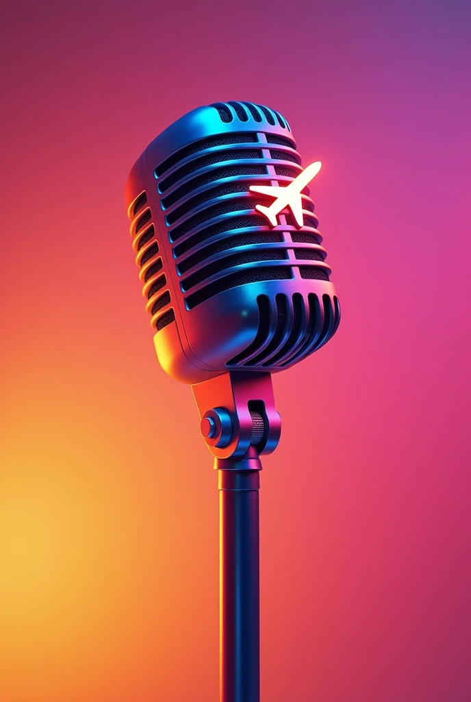 Microphone and airplane logo with Instagram logo