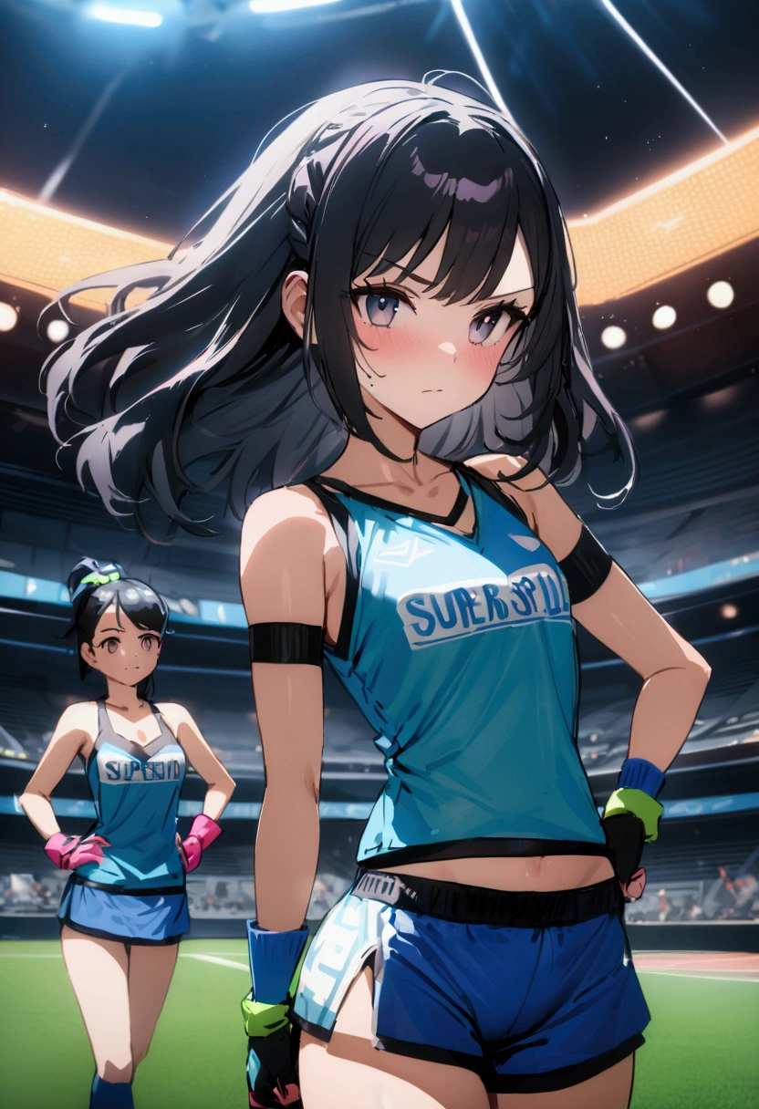 Highest quality、High resolution、Detailed Background、(Beautiful face in every detail:1.4)、Anatomically correct、(Normal number of fingers:1.2)、Detailed eyes、Teenage beauty、Highly detailed face、Perfect body line、Bun Hair、ponytail、Braid the side hair and put it in a bun、well-groomed eyebrows、Cowboy Shot、

(Three girls happily practicing rhythmic gymnastics:1.5)、

Inside the gym、A girl and her friends are practicing rhythmic gymnastics、They are wearing gorgeous uniforms and performing rhythmic movements to the music.、They use their flexible bodies to effortlessly manipulate ribbons and balls, and perform perfectly coordinated combinations.、Passionately working on practice with close friends、Even though they were sweating, their expressions looked cheerful and they seemed to be having fun.、Passion for rhythmic gymnastics and friendship are dynamic、
Leotards designed to flatter the body line are a classic.、Leotards decorated with sequins and jewels are also popular.、Skirts made of flowing materials such as tulle and chiffon skirts will add a touch of glamour.、As for hair accessories, we recommend not only hair ornaments but also headbands and barrettes.、Pair it with leg warmers and a headband、Designs that flatter the body line、The ones with glittery decorations are popular.、Pair colorful leggings with a fitted tank top or camisole.、A headband not only holds your hair together but also acts as an accent.、cute