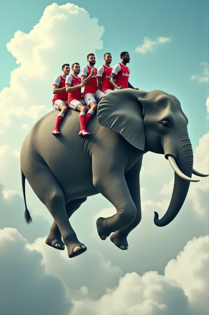 Arsenal Players are on the flying elephant