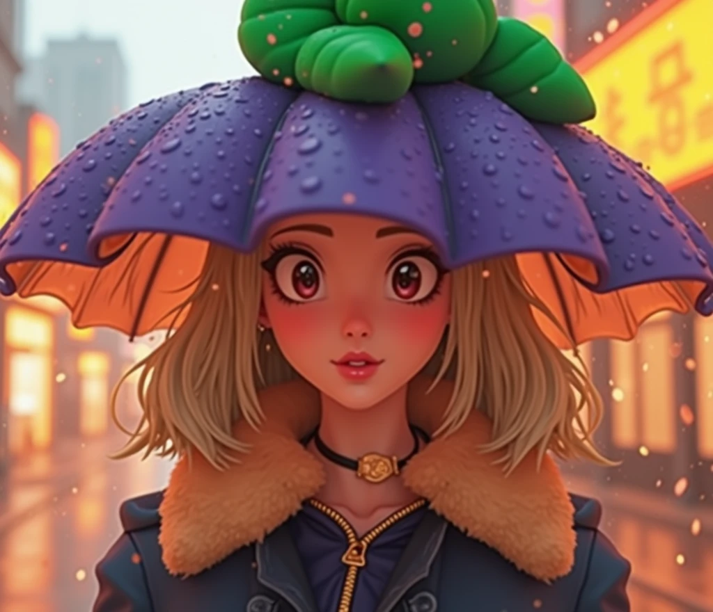 (8k, raw photo, Best Quality, masterpiece:1.2), (realist, photo-realist:1.37), Omertosa, 1 girl, (kpop idol), (Aegyo Sal:1), Beautiful, urban landscape, rain, Wet, Professional lighting, Photon mapping, Radiosity, physically based rendering,,  