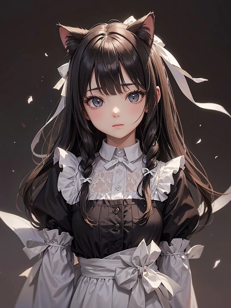 Cat with white ribbon