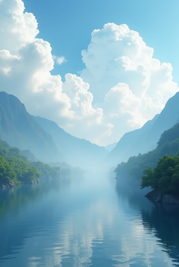 (masterpiece:1.2,Highest quality,Ultra-high resolution,Very detailed,Realistic,RAW Photos:1.2,Elaborate photos),8k,wallpaper,(Ray Tracing),Japan,(Majestic river,Beautiful water surface,Diffuse reflection of light),A photo that embodies the flow of clouds and water,
