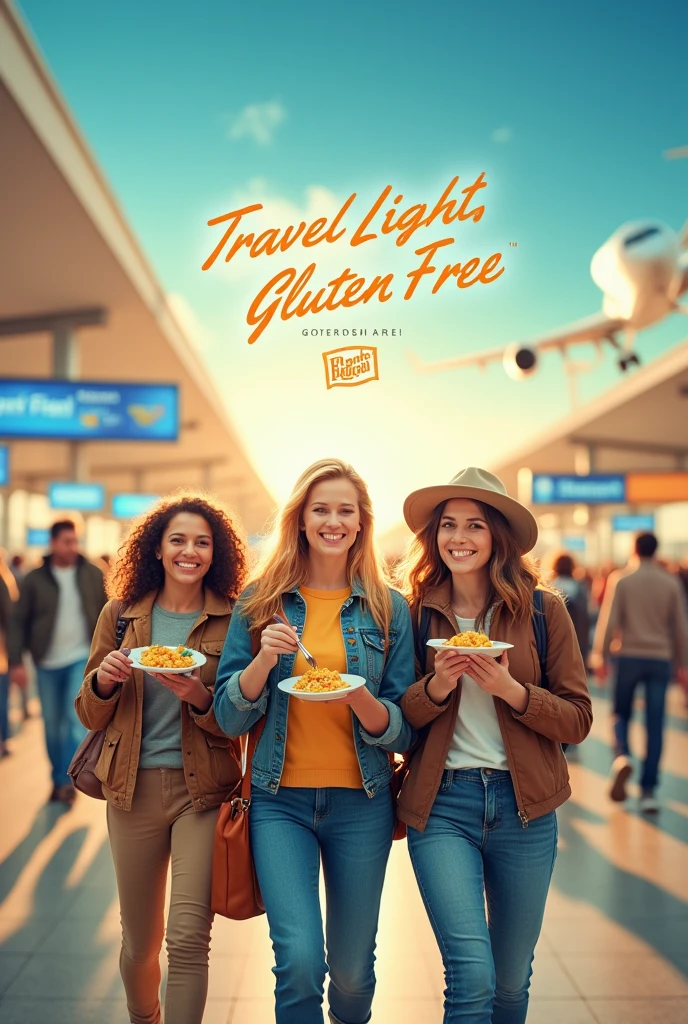 Create a background image for an airport billboard to promote gluten-free corn flours with the travel light gluten-free campaign