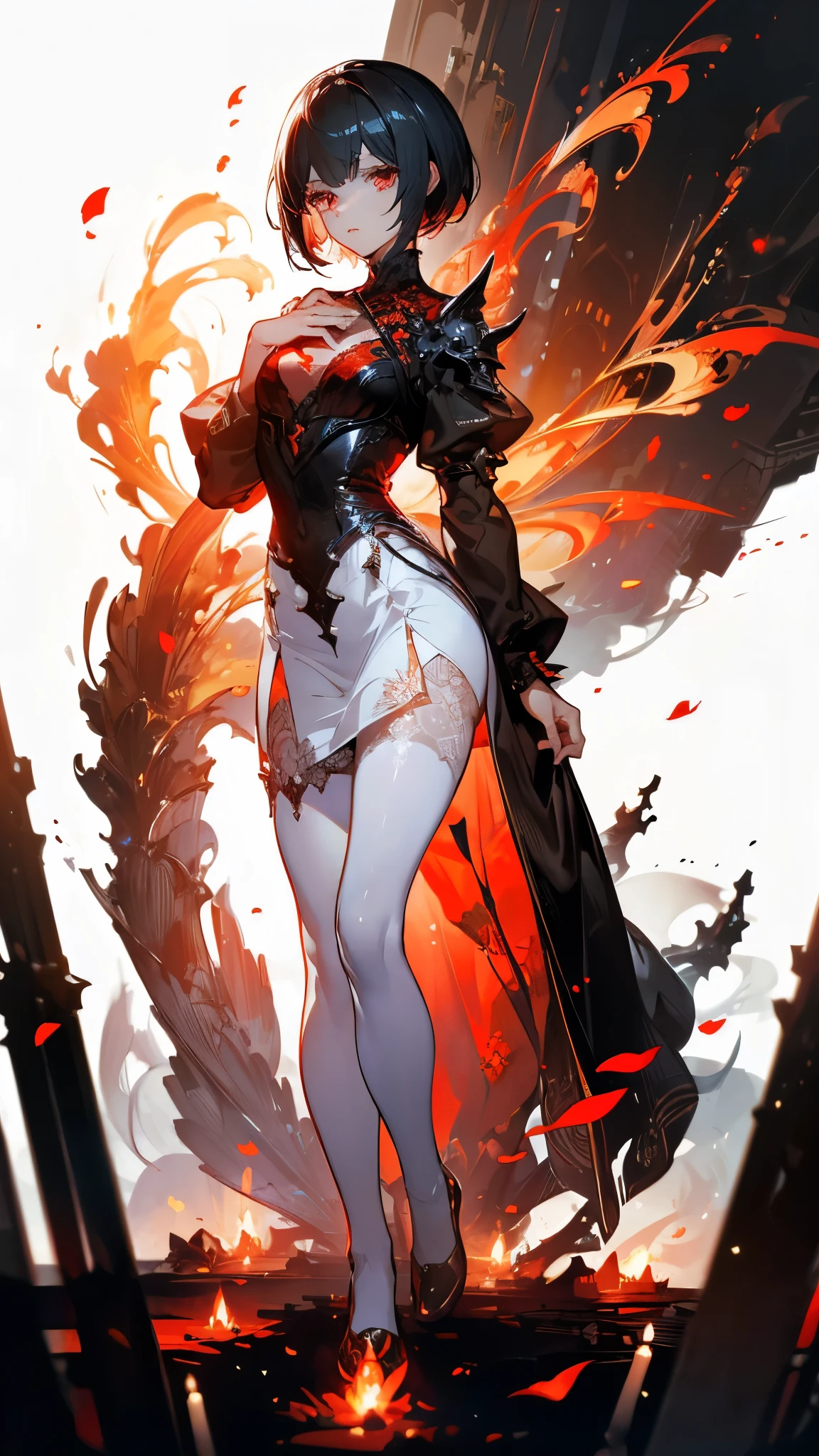 demon girl, full body, demon physical, demonic hands, demon abs, shredded body, fingernails, character design, concept art