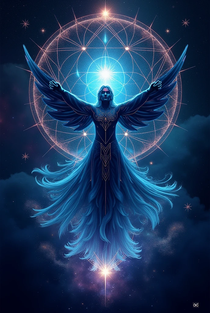 create a graphic element representing the sign of Aquarius linked to cosmic concepts