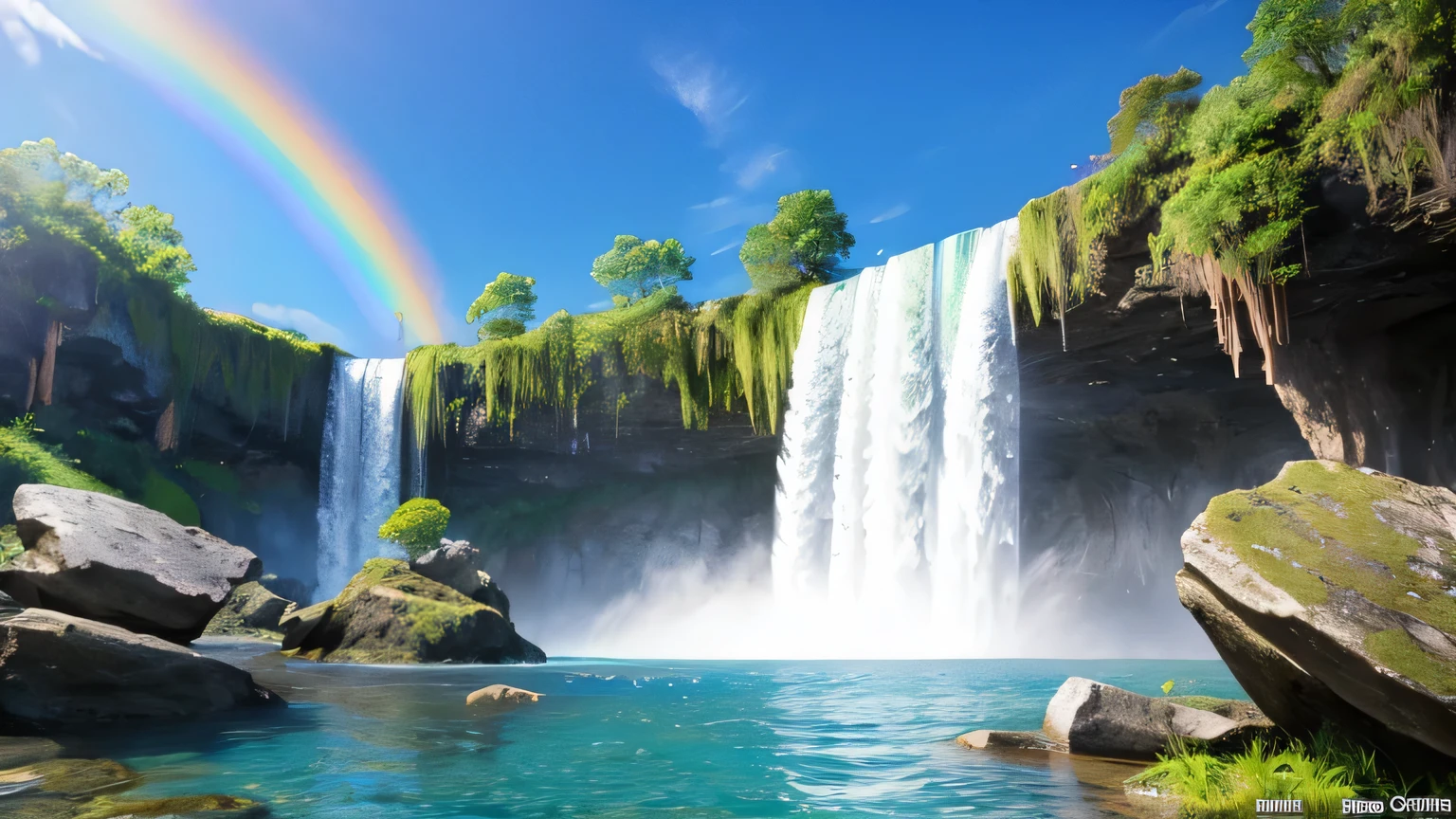 Rainbow Mist Waterfall、Fantasy and beautiful scenery、Fantasy、8ก,Realistic water splash、Delicate and realistic