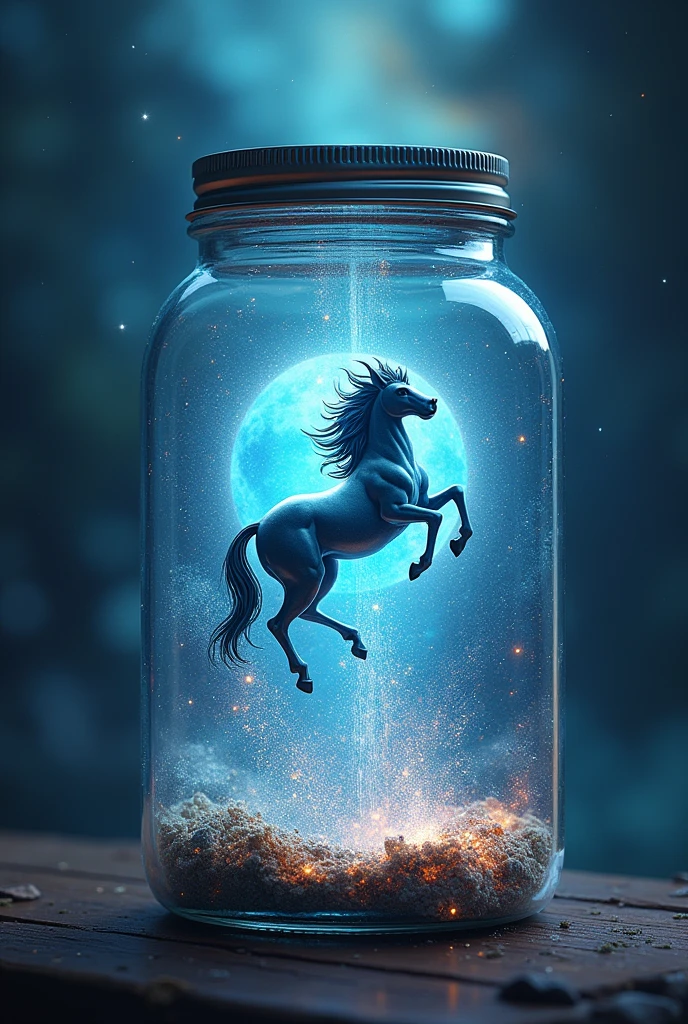 create a graphic element representing the sign of Aquarius linked to cosmic concepts in a jar