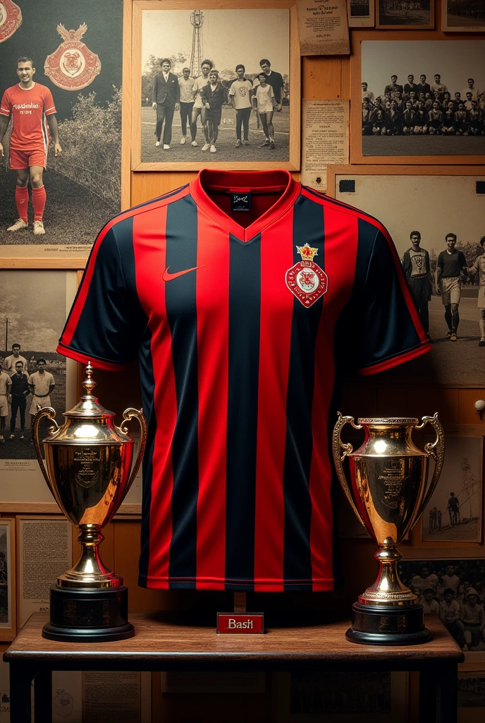 Compor um fundo de tela com quadros e imagery históricas do Flamengo com camisas, trophies, medals, imagery 