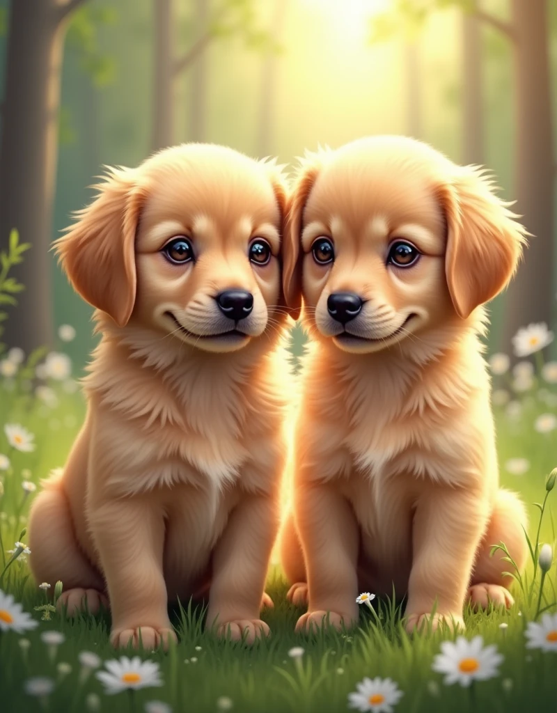 Create realistic and cute dog images for paintings 
