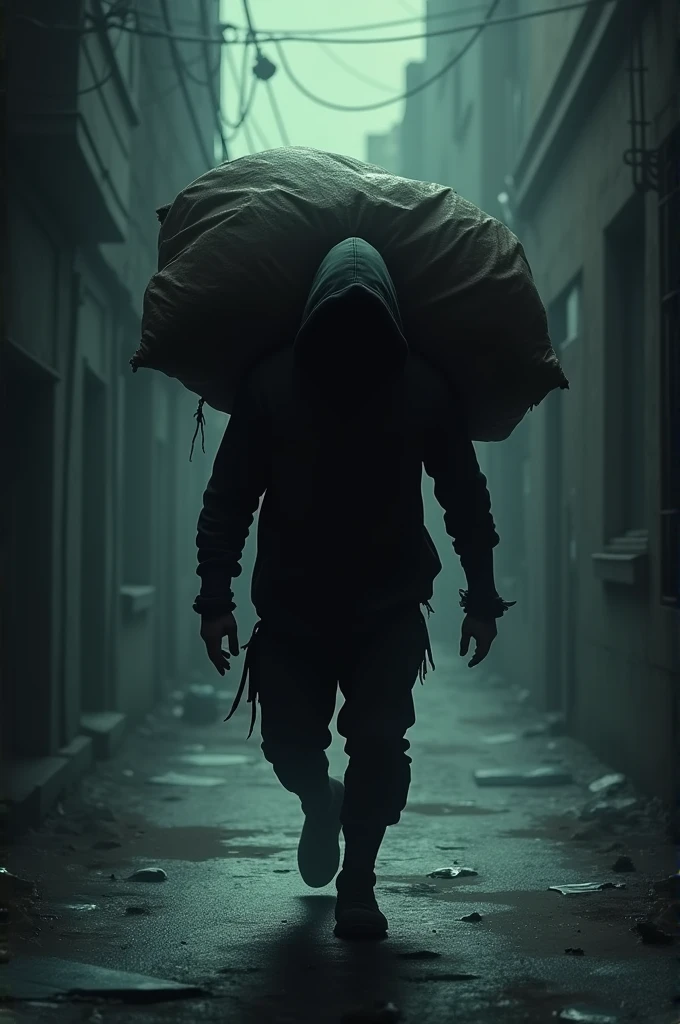 Bag man holding a bag on his back