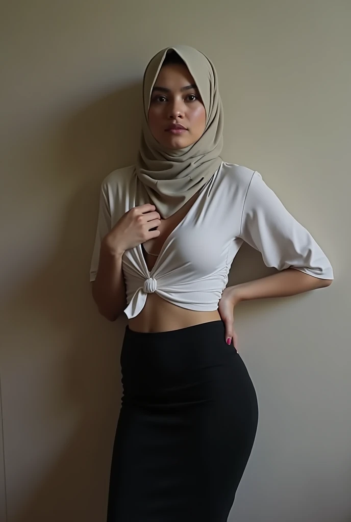 Arab milf. Wearing tight full sleeves sweater.