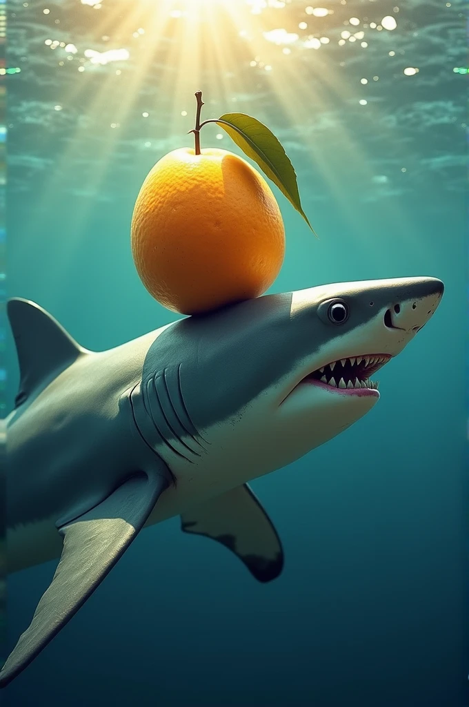 A mango on top of a shark