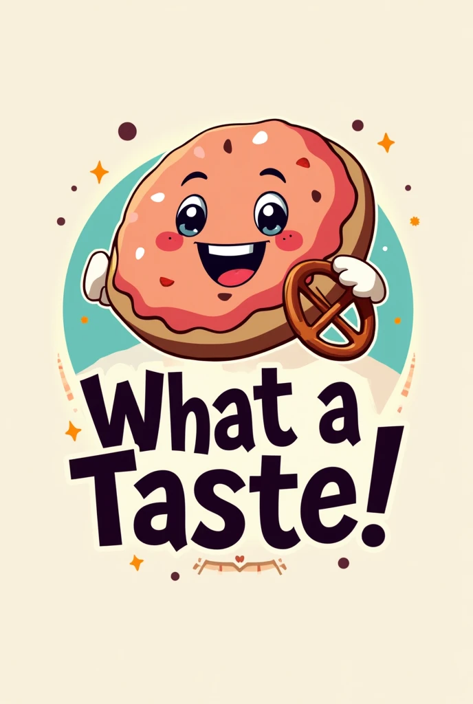 A logo for a business that is called the business is about sweet things like donuts and salty things that has the title To the! What a taste 