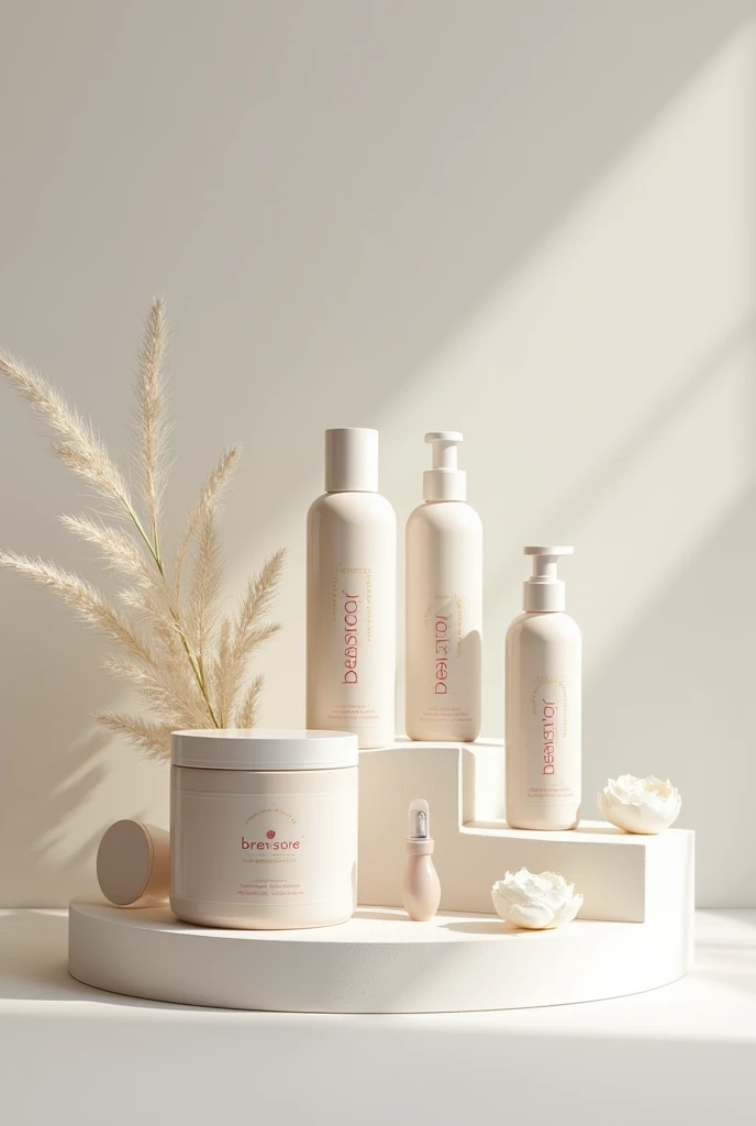 Create a post displaying the BREN&#39;STORE brand about beauty, style and personal care with a minimalist design and light colors 