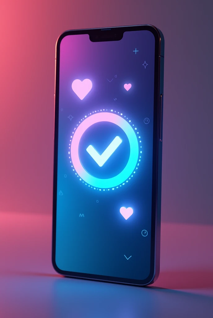 Create an image showing digital signal icons like a double blue check on WhatsApp, and emojis of hearts or smiles. Make visuals pop so the signals of love are clear.
Show only one device's screen