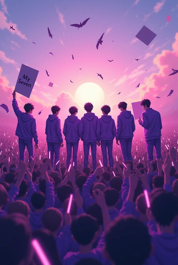 BTS and Millions of ARMY together with them in purple with a message my Seven
