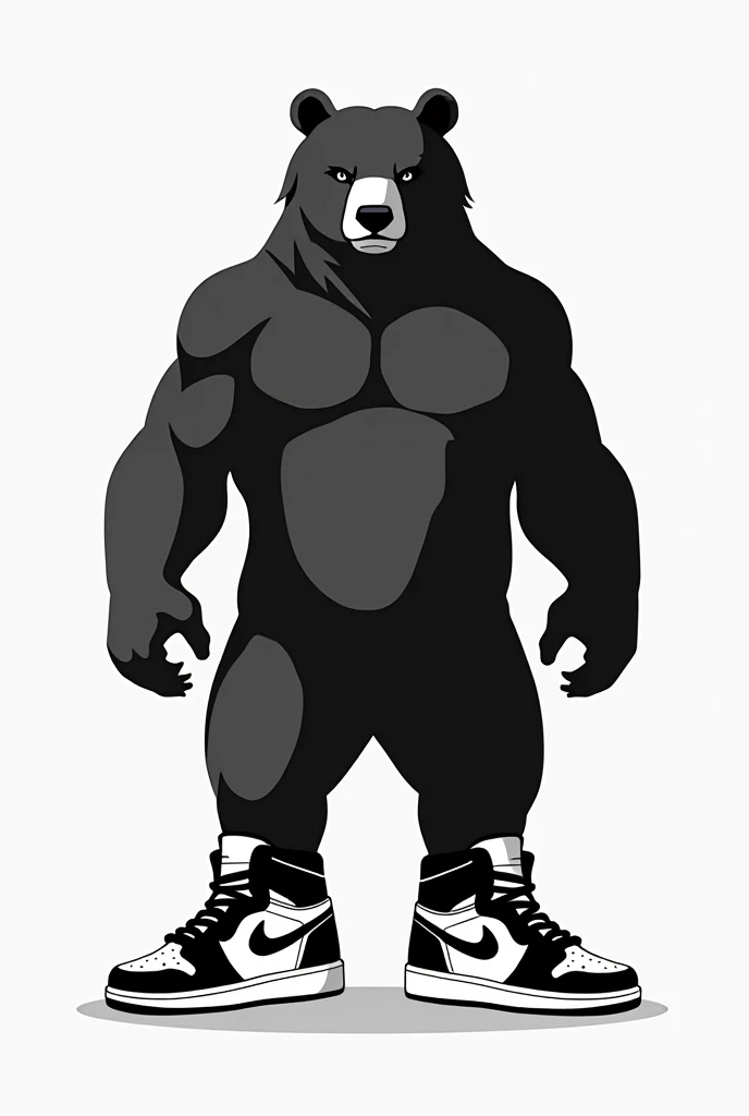 Make me a company logo design that is a brave bear with some black and white Jordan 1s with a title BEARKICKS, make it minimalist