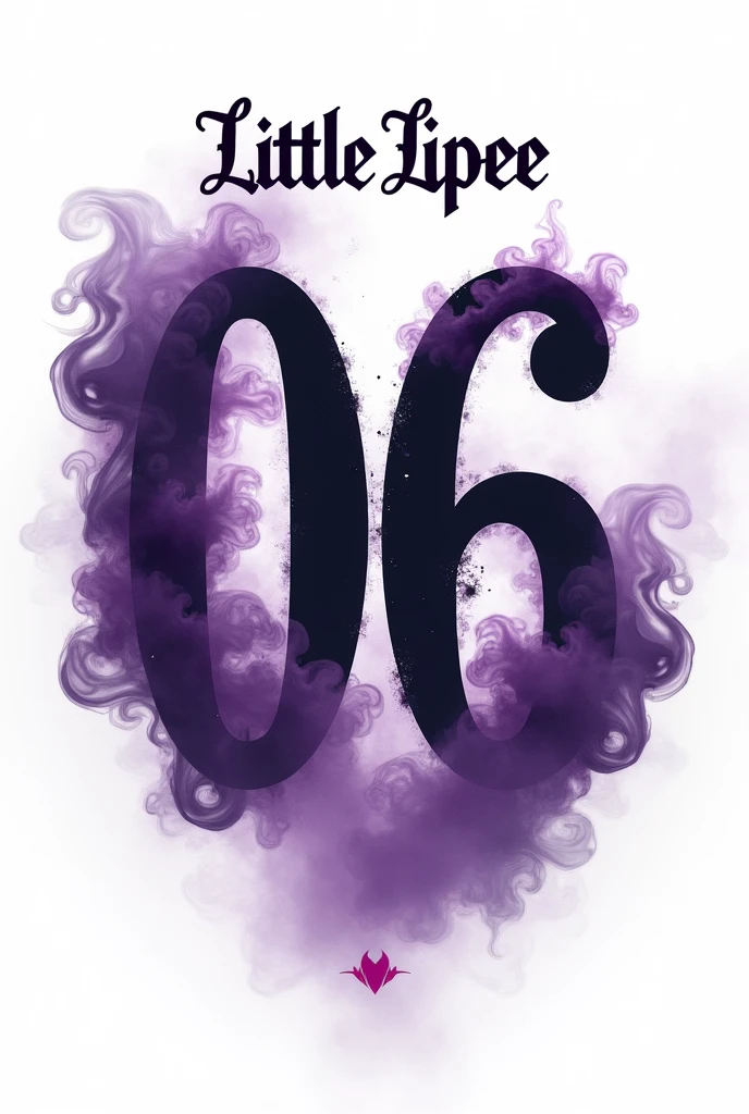Back of the Shirt:
- Cor: White - Details: purple smoke, that can spread on the sides of the shirt.
- Numbering: 06 Large, with nail marks on top. 
- Nome Little Lipee: Above the numbering, put the name in a font that complements the design, also in purple.