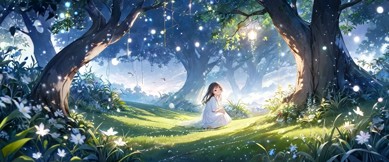 There is a girl in,Silvery white moonlight sprinkles on the ground,Crickets chirping everywhere。 The smell of night fills the air,Weaving into a soft web,Cover all the scenery inside。 The only thing that comes into contact with the eyes is the soft net covering the,Benevolence is grass,Kindness is a tree,It's not as realistic as daytime,They all have a sense of ambiguity、Ethereal colors,Each one has hidden subtleties,Keep everything confidential,Makes you feel like a dream。