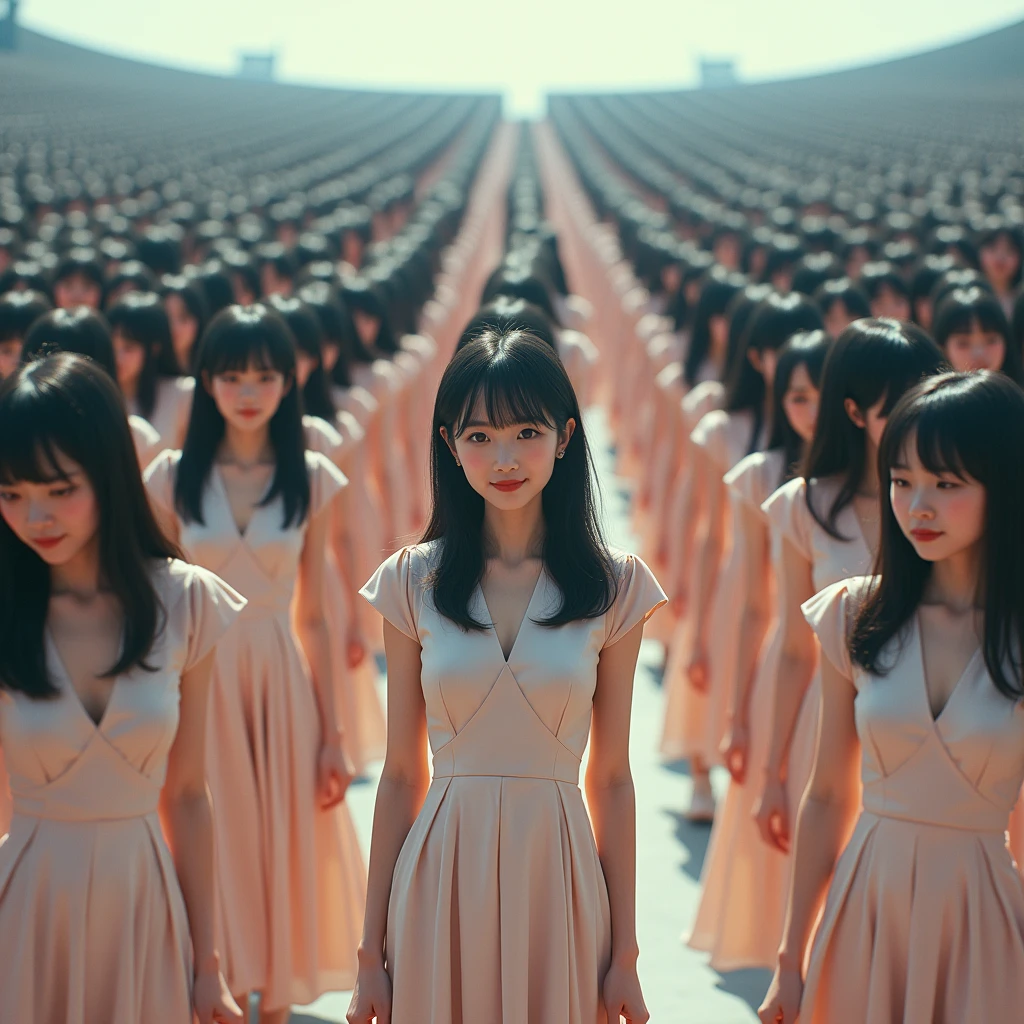 (((((Japanese Clone girls=Myself)))))), (((Best Super High quality Myself Clone girls Raw Photography Art))), (16K, Highest quality, Ultra-high resolution, RAW Photos), (((It&#39;s so unrealistic., With unparalleled depiction, With an unfathomable sight, An unprecedented and shocking worldview, Clone girls in a world of mass reproduction, Ultra-realistic))), (((Japanese, woman, 20yo, Saito-Asuka))), (Small face, ((Thick black hair, Semi-long hair))), ((V-neck short-sleeve dress)), (((((Very detailed美しい女体, Accurate body structure, Very detailed完璧な, Super busty body with very large breasts, Clearly emphasizes cleavage))))), (((Dark Eyes, Mature face, Cute Smile, A gentle gaze))), (((Her happy and smiling expression is so cute))), ((((((((Very detailed分身増殖描写, ((1girl→Myself cloning→1,000,000,000,000,000,000,000,000,000,000,000,000,000,000,000,000,000,000,000,000Myself Clone girls)))))))))), ((((((((Very detailed, The precise depiction of the proliferation of Myself Clone girls, ((With the perfectly identical bodies of Myself clone girls, With the exact same face as the Myself clone girls, With the exact same hairstyle as the Myself clone girls, In the exact same clothes as the girls who are my clones, Perfectly the same height as the Myself clone girls, Super big breasts, just like the Myself clone girls)))))))))), (((Myself clone girls only))), (((Multiple pairs, Very detailed depiction, (Myself clone girls hug each other, Myself clone girls assemble, Fun conversations with fellow Myself clone girls, A fun conversation between Myself clone girls, Myself clone girls holding hands, Walking with lots of Myself clone girls, turn around, look at me, The approaching crowd of Myself)))), (((Everyone looks at the camera))), (((Unbelievably crowded, Transcendent Myself clone girls intimately, Countless Myself clone girls surround you in 360 degrees))), (Bright, soft sunlight), (((Very wide field of view, Very detailed, Detailed ultra-perspective depiction with clear depth, super wide view))), (((((Scenery with a steeply curving slope))))), (((Very photographic and detailed depiction, Myself clone girls will multiply infinitely and fill the surroundings from one side to the horizon with their bodies tightly packed together without any gaps., A scene of endless Myself clone girls, giving a happy vibe.))), (Focus on the average value of the image)
