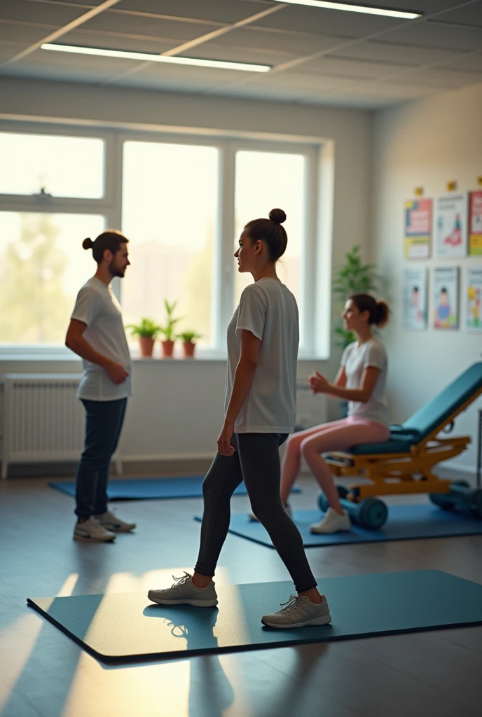 Physical rehabilitation with physical exercises in the physiotherapy room