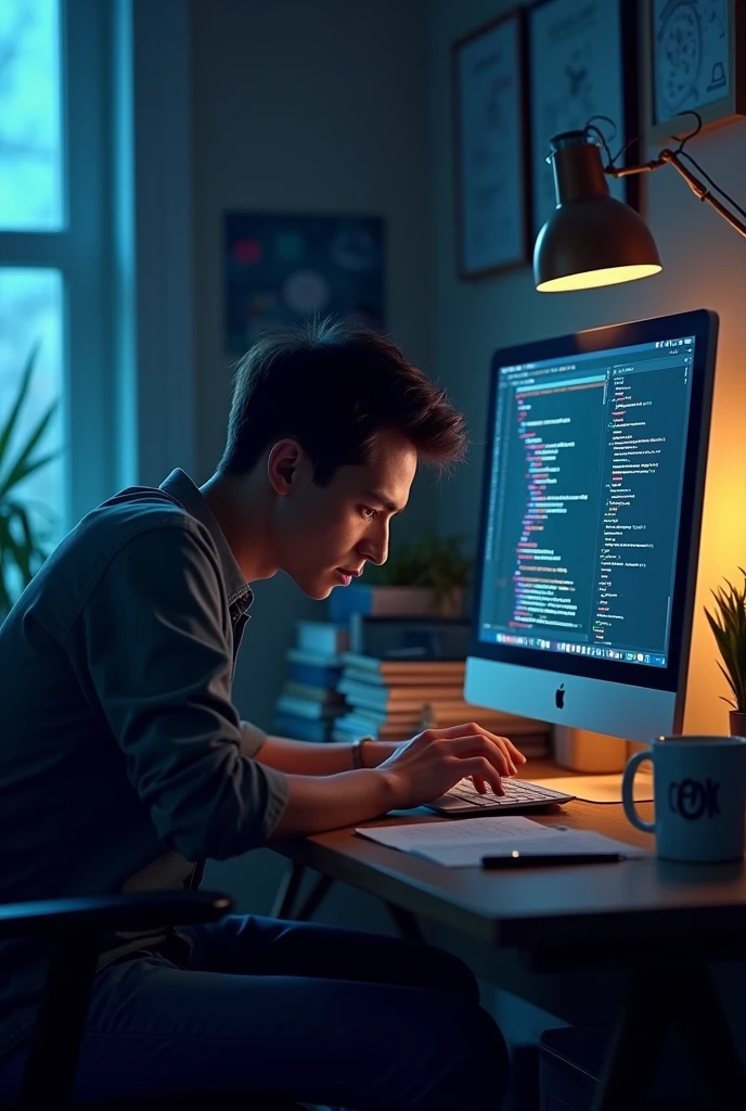 a web developer doing coding at 1AM show the time