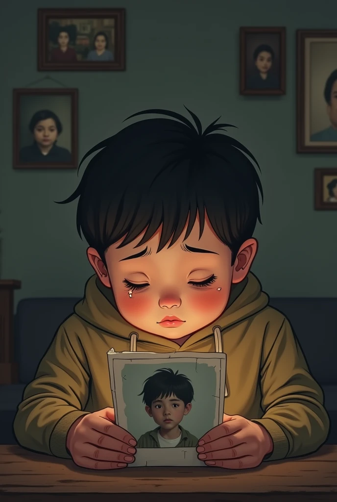 "Write a story about a chubby  who is feeling very sad because he misses his mother. He looks at old photos of her and remembers the warm hugs and kind words she used to give him. Describe how he tries to comfort himself and what he does to feel closer to her, even though she is far away."




Jangan bagikan info sensitif. Obrolan mungki