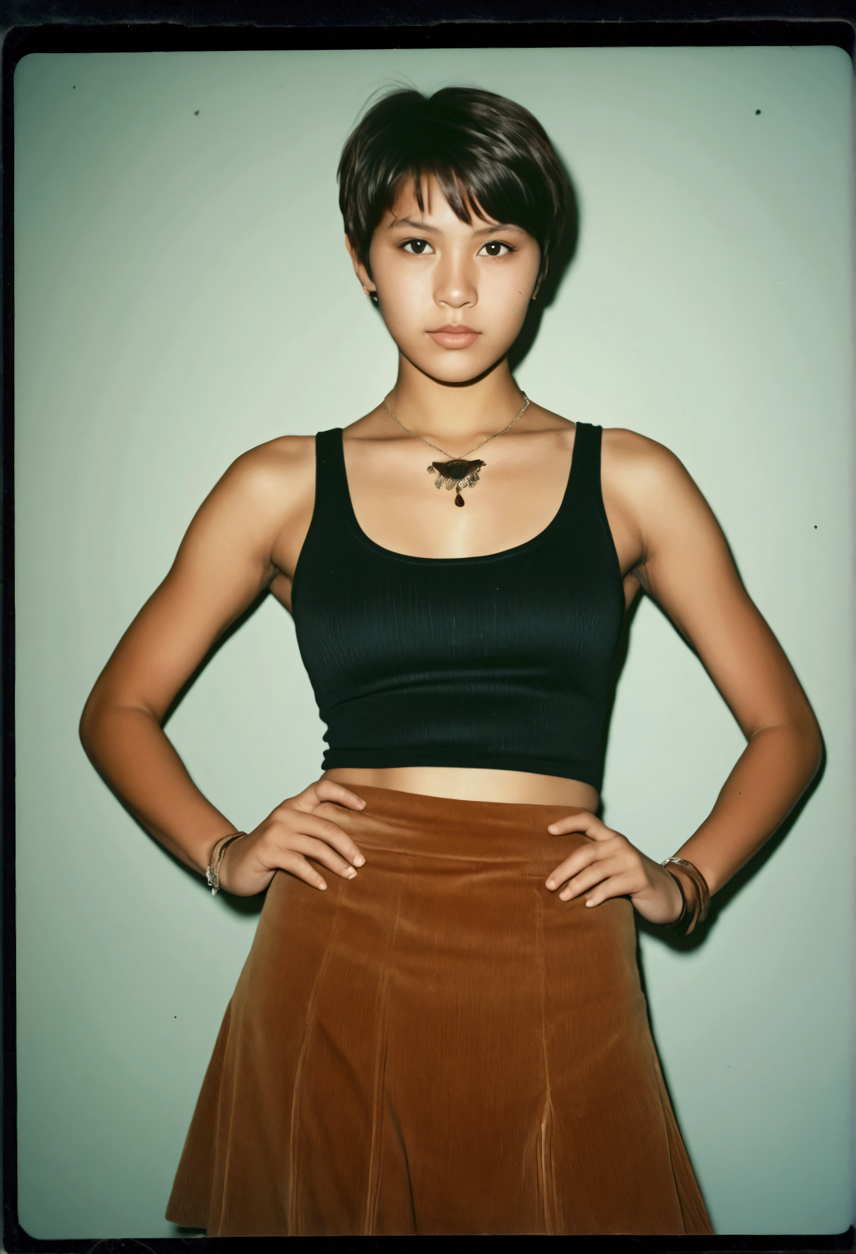 (masterpiece)、ultra-detailliert、8K、((character sheets:1.4))、(concept-art)、or、In reference sketch of very sexy japanese girl with Black short hair 、She's a naked, just dress Orange winter tank and Orange tennis shoes, Ultra-realistic and sharp details and intricate and intricate details、styleackground illustration、White flat background