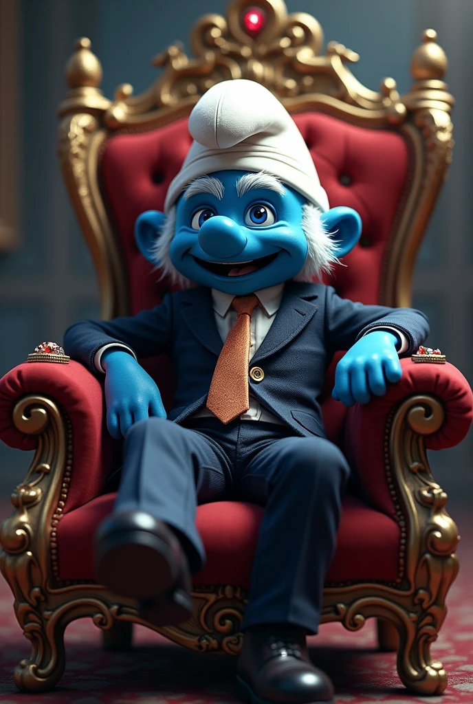 Smurf, gangster, throne, jewelry