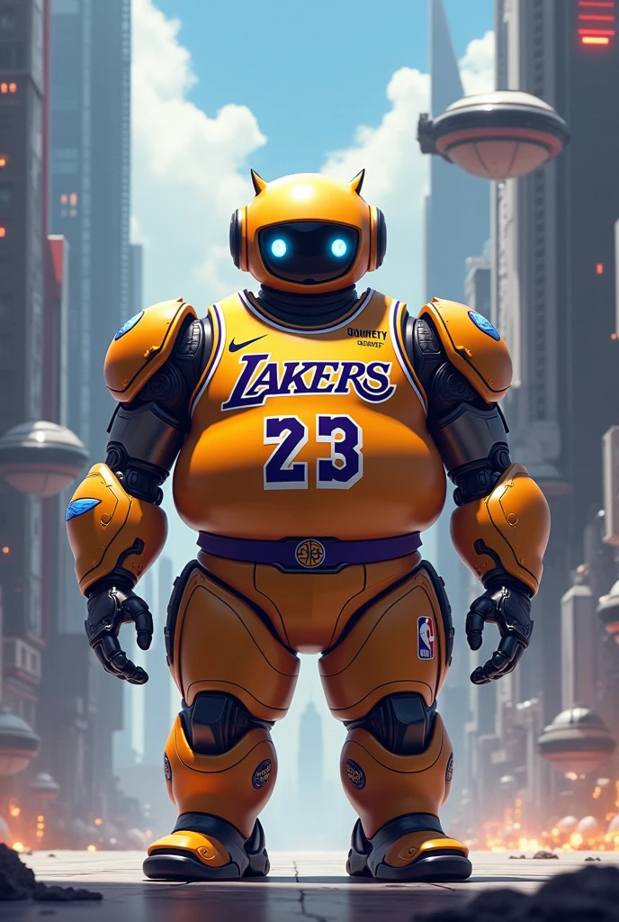 Image of baymax with Lebron James armor 23 Lakers