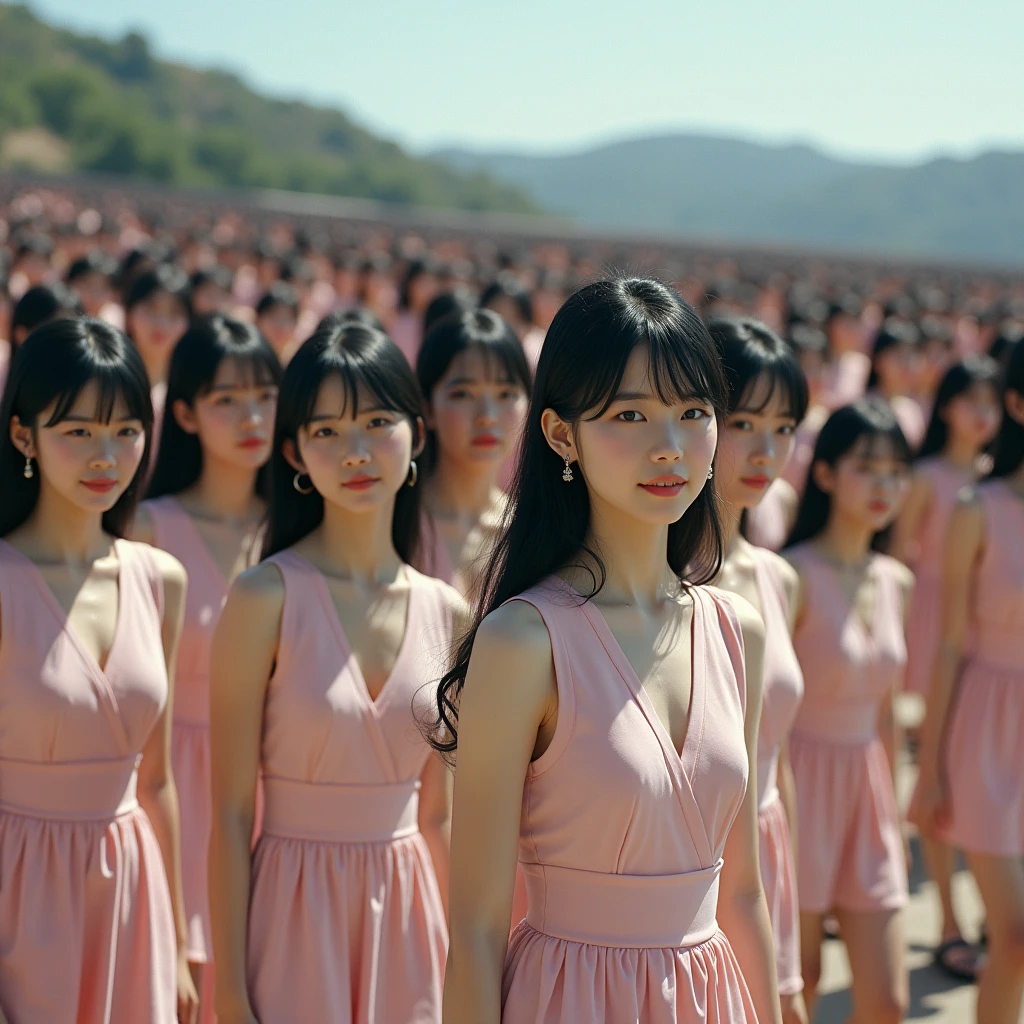 (((((Japanese Clone girls=Myself)))))), (((Best Super High quality Myself Clone girls Raw Photography Art))), (16K, Highest quality, Ultra-high resolution, RAW Photos), (((It&#39;s so unrealistic., With unparalleled depiction, With an unfathomable sight, An unprecedented and shocking worldview, Clone girls in a world of mass reproduction, Ultra-realistic))), (((Japanese, woman, 20yo, Saito-Asuka))), (Small face, ((Thick black hair, Semi-long hair))), ((V-neck short-sleeve dress)), (((((Very detailed美しい女体, Accurate body structure, Very detailed完璧な, Super busty body with very large breasts, Clearly emphasizes cleavage))))), (((Dark Eyes, Mature face, Cute Smile, A gentle gaze))), (((Her happy and smiling expression is so cute))), ((((((((Very detailed分身増殖描写, ((1girl→Myself cloning→1,000,000,000,000,000,000,000,000,000,000,000,000,000,000,000,000,000,000,000,000Myself Clone girls)))))))))), ((((((((Very detailed, The precise depiction of the proliferation of Myself Clone girls, ((With the perfectly identical bodies of Myself clone girls, With the exact same face as the Myself clone girls, With the exact same hairstyle as the Myself clone girls, In the exact same clothes as the girls who are my clones, Perfectly the same height as the Myself clone girls, Super big breasts, just like the Myself clone girls)))))))))), (((Myself clone girls only))), (((Multiple pairs, Very detailed depiction, (Myself clone girls hug each other, Myself clone girls assemble, Fun conversations with fellow Myself clone girls, A fun conversation between Myself clone girls, Myself clone girls holding hands, Walking with lots of Myself clone girls, turn around, look at me, The approaching crowd of Myself)))), (((Everyone looks at the camera))), (((Unbelievably crowded, Transcendent Myself clone girls intimately, Countless Myself clone girls surround you in 360 degrees))), (Bright, soft sunlight), (((Very wide field of view, Very detailed, Detailed ultra-perspective depiction with clear depth, super wide view))), (((((Scenery with a steeply curving slope))))), (((Very photographic and detailed depiction, Myself clone girls will multiply infinitely and fill the surroundings from one side to the horizon with their bodies tightly packed together without any gaps., A scene of endless Myself clone girls, giving a happy vibe.))), (Focus on the average value of the image)