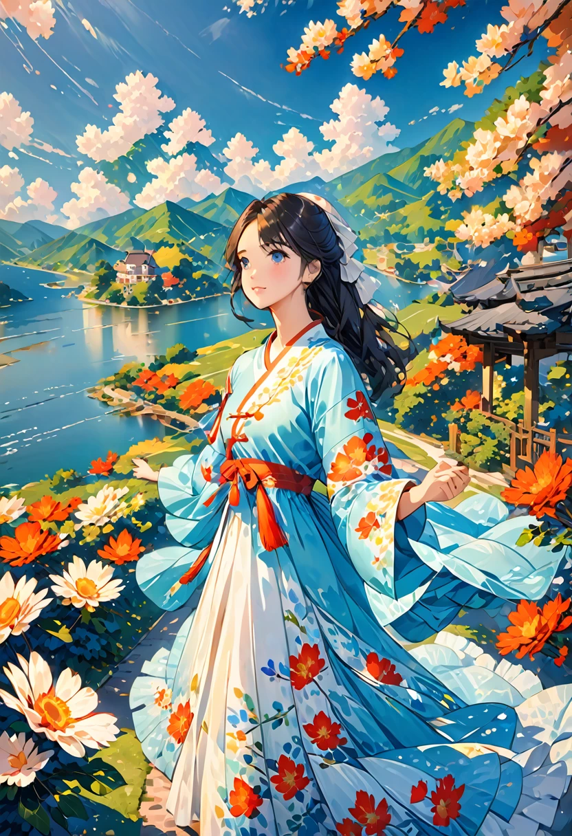 /imagination: https://Fig. 5.Canada.Art of the Sea.eat/Stationary/upload/20230609/8209bbe6-5d3d-417a-ba6d-8cbde95790a7.png aesthetics, Beautiful girl illustration, 身穿浅绿色Hanfu:::2, diagonal configuration, Upward view: :0.5, Unreal Engine: :0.5, Soft Light::0.5, green: :2, High resolution: :0.5, Featry Castle, Actual::2, Hanfu: :2, embroidery::1, Portreatt Photography::2 -- No lantern Brick color --ar 16:9 --S 70 --Q 0.5 --IW 1.25--V5.1