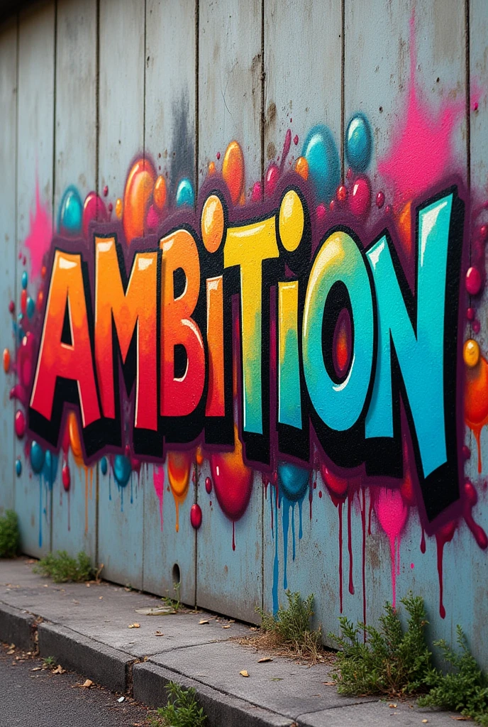 Make the word ambition in graffiti