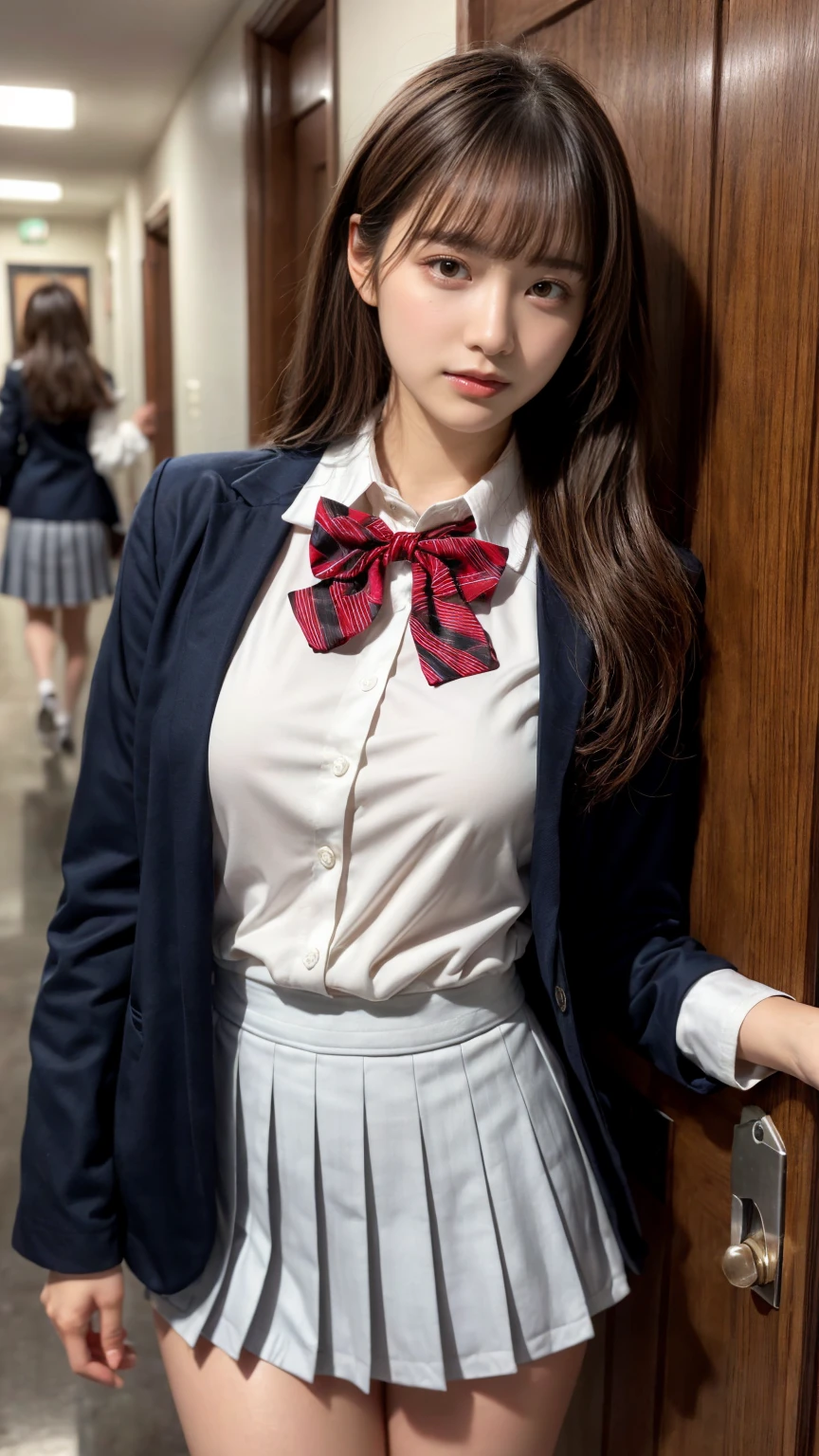 ((Superior Quality, 8K, tmasterpiece: 1.5))、Japan girl、18year old、Pubic area is clear: 1.2、Perfect Body Beauty: 1.4、8.5 head body、((high-school uniform、red bowtie:1.5))、pleatedskirt、Brown blazer、cleavage of the breast、Country house、sofas、sleep、Open your crotch wide、(Lace white panties、Show panties:1.5)、Sexy upper eyes、happiness、((Smile:1.2))