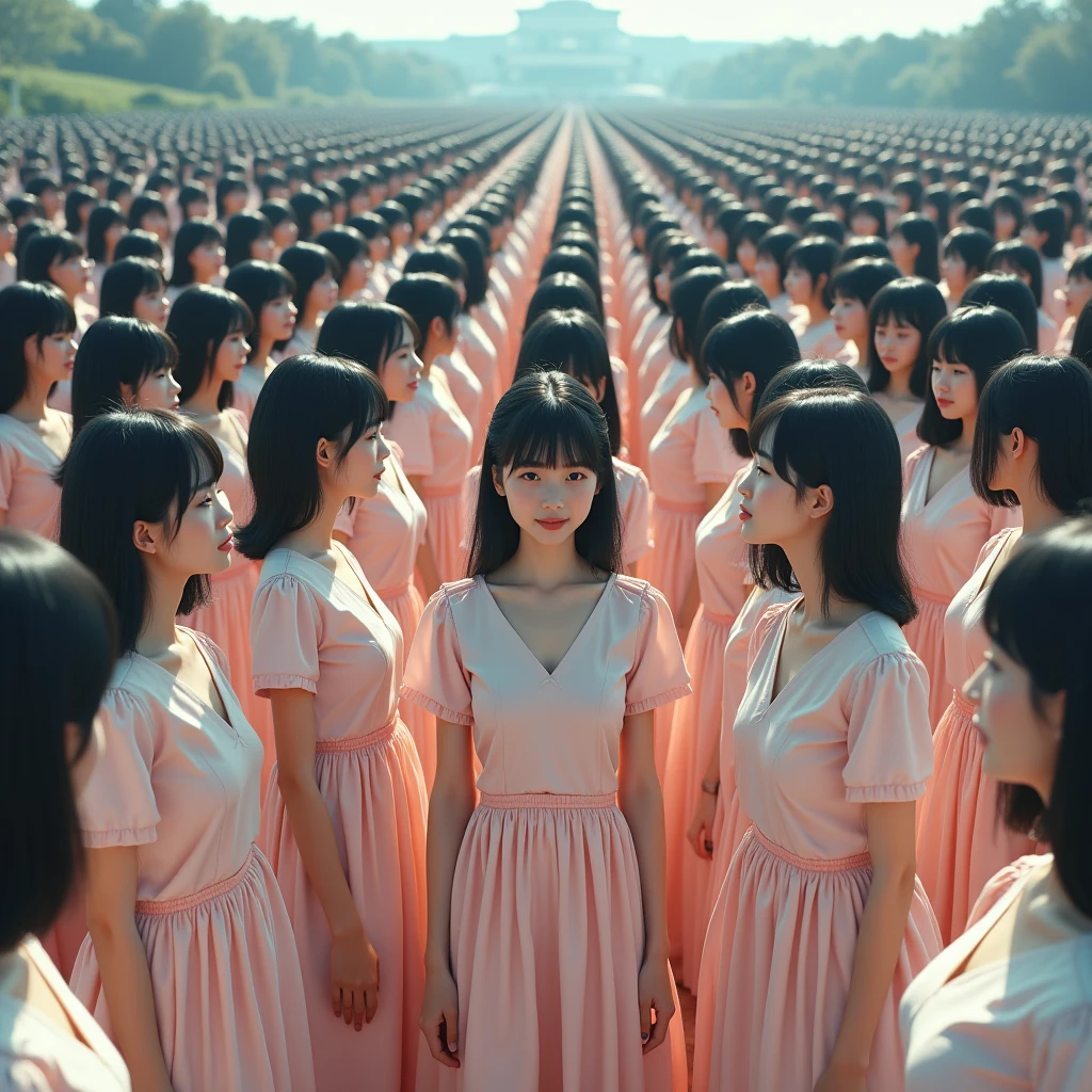 (((((Japanese Clone girls=Myself)))))), (((Best Super High quality Myself Clone girls Raw Photography Art))), (16K, Highest quality, Ultra-high resolution, RAW Photos), (((It's so unrealistic., With unparalleled depiction, With an unfathomable sight, An unprecedented and shocking worldview, Clone girls in a world of mass reproduction, Ultra-realistic))), (((Japanese, woman, 20yo, Saito-Asuka))), (Small face, ((Thick black hair, Semi-long hair))), ((V-neck short-sleeve dress)), (((((Very detailed美しい女体, Accurate body structure, Very detailed完璧な, Super busty body with very large breasts, Clearly emphasizes cleavage))))), (((Dark Eyes, Mature face, Cute Smile, A gentle gaze))), (((Her happy and smiling expression is so cute))), ((((((((Very detailed分身増殖描写, ((1girl→Myself cloning→1,000,000,000,000,000,000,000,000,000,000,000,000,000,000,000,000,000,000,000,000Myself Clone girls)))))))))), ((((((((Very detailed, The precise depiction of the proliferation of Myself Clone girls, ((With the perfectly identical bodies of Myself clone girls, With the exact same face as the Myself clone girls, With the exact same hairstyle as the Myself clone girls, In the exact same clothes as the girls who are my clones, Perfectly the same height as the Myself clone girls, Super big breasts, just like the Myself clone girls)))))))))), (((Myself clone girls only))), (((Multiple pairs, Very detailed depiction, (Myself clone girls hug each other, Myself clone girls assemble, Fun conversations with fellow Myself clone girls, A fun conversation between Myself clone girls, Myself clone girls holding hands, Walking with lots of Myself clone girls)))), (((Everyone looks at the camera))), (((Unbelievably crowded, Transcendent Myself clone girls intimately, Countless Myself clone girls surround you in 360 degrees))), (Bright, soft sunlight), (((Very wide field of view, Very detailed, Detailed ultra-perspective depiction with clear depth, super wide top view))), (((((Where there is a curved slope))))), (((Very photographic and detailed depiction, Myself clone girls will multiply infinitely and fill the surroundings from one side to the horizon with their bodies tightly packed together without any gaps., A scene of endless Myself clone girls and a fun atmosphere))), (Focus on the average value of the image)