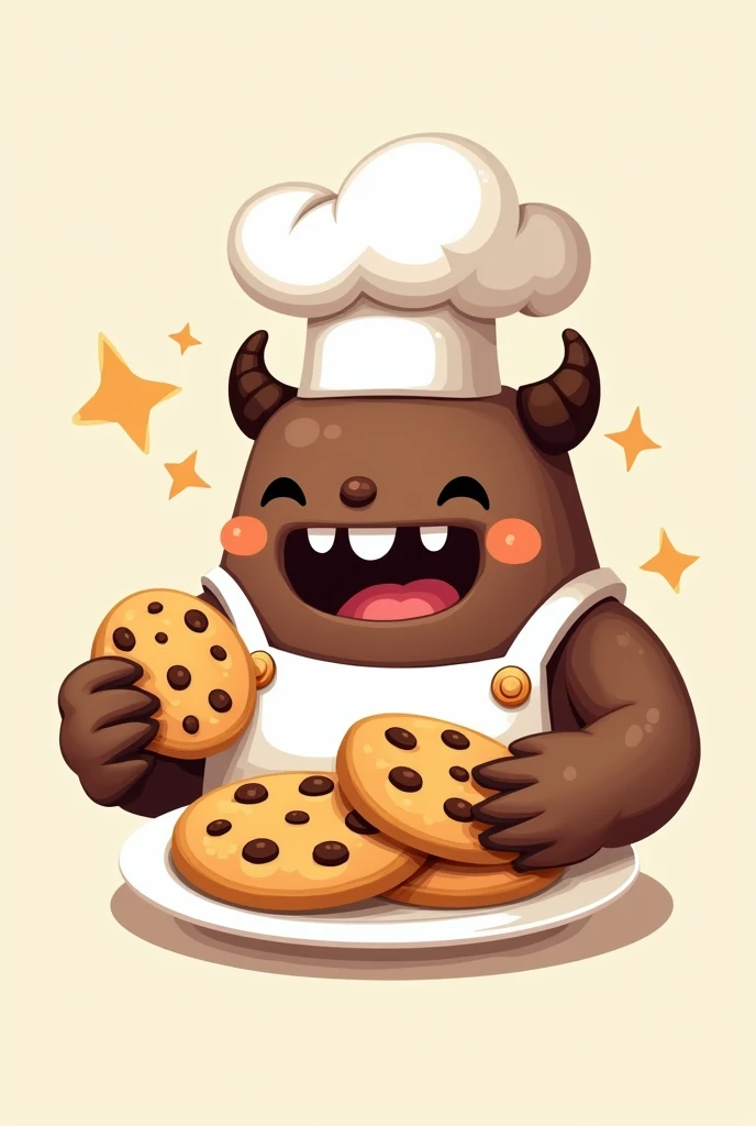 Mostrico eats cookies logo for baking with chef dress different creative without horns simple 
