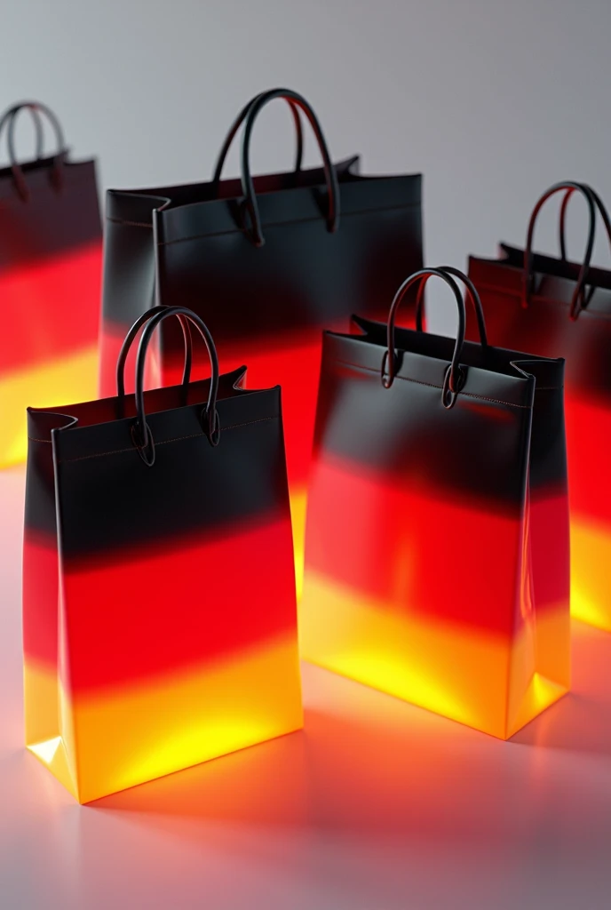 German flag colours packing bags in plastic material with glowing colours