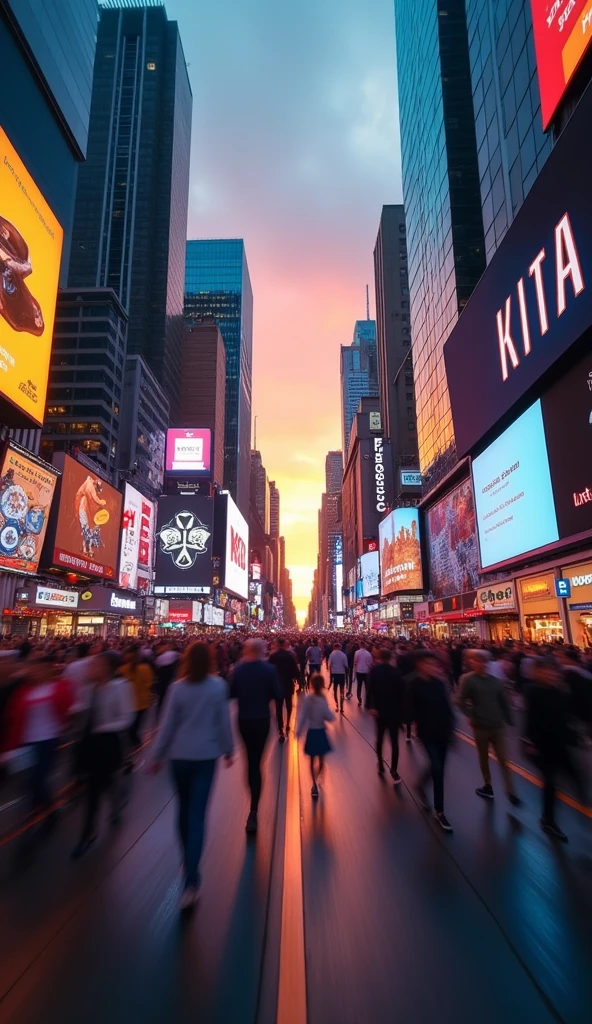 "A dynamic hyperlapse capturing the energy and excitement of daily life, featuring a lively urban scene transitioning from day to night. The video should showcase fast-paced movement through vibrant city streets, iconic landmarks, and bustling crowds, ending with a stunning sunset or night skyline. The overall feel should be energetic, engaging, and reflective of the everyday adventure that resonates with the spirit of your entertainment and vlog content."