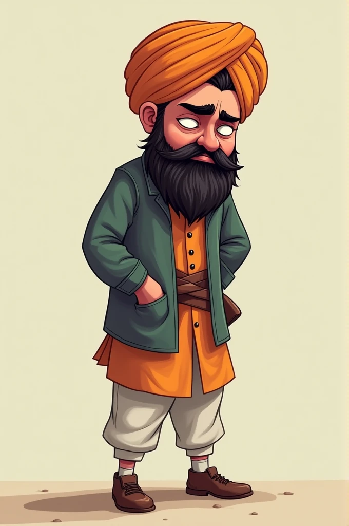 A cartoonist AI image of sardar with sad face and depressed