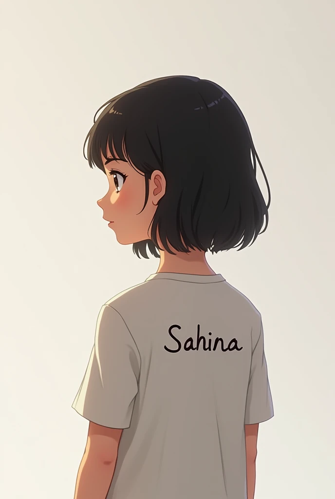 There is a girl behind whom Sahina is written alone on the shirt