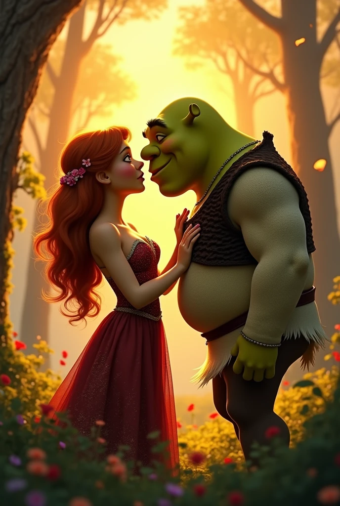 Fiona and Shrek about to kiss

