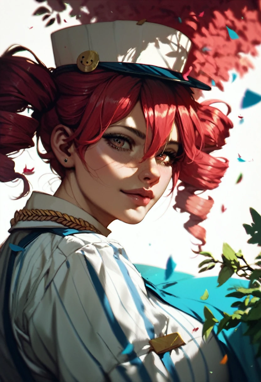 kasane teto, red hair, millitary uniform 