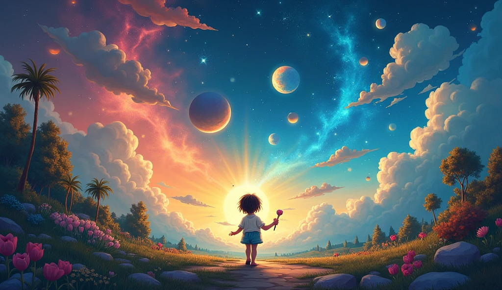 The child painted day and night,
In a magical realm of pure delight